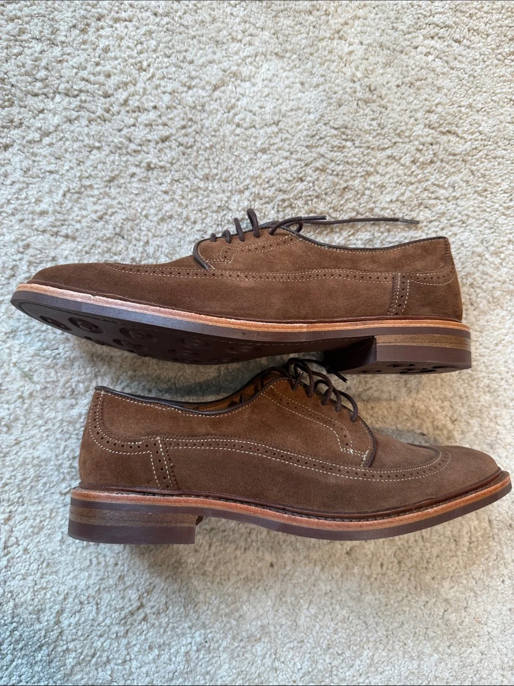 Allen Edmonds Winstonmok Wingtip Derby Shoes in Snuff Suede